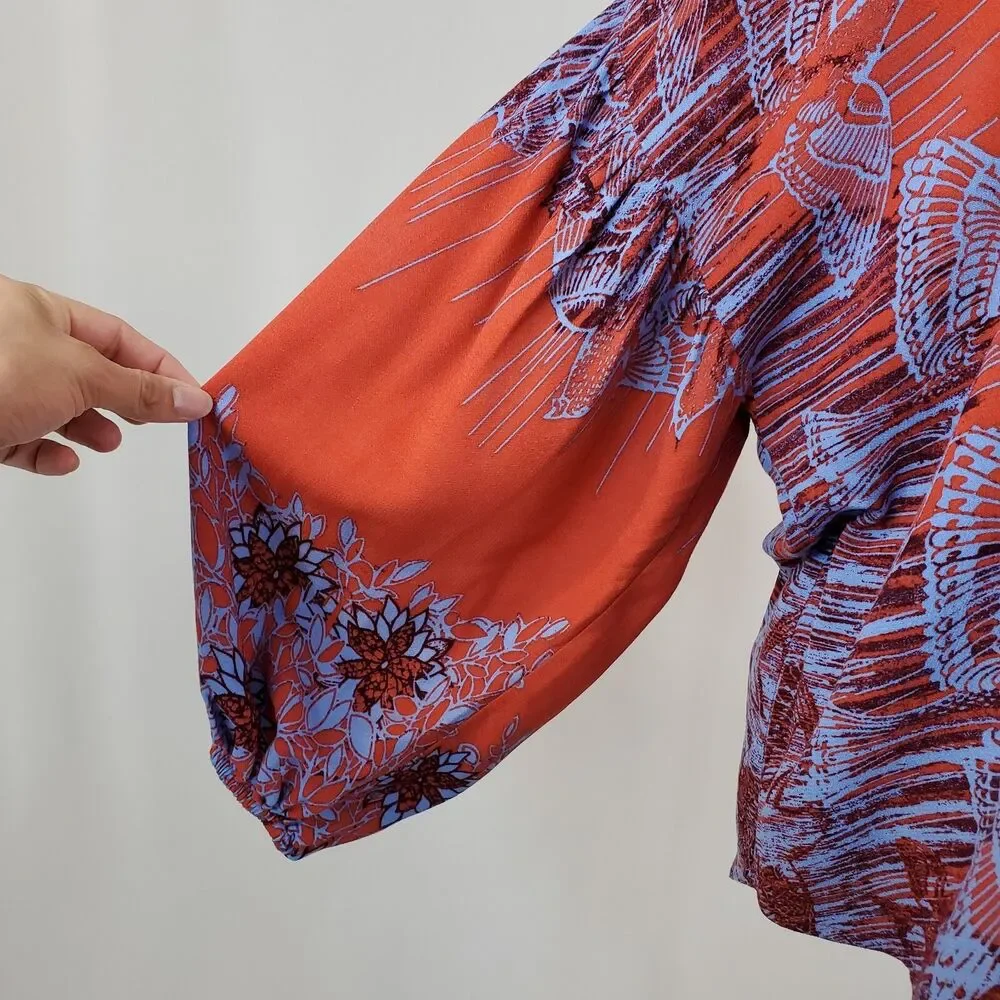 Free People Oversized Balloon Sleeve Peasant Top XS Boho Cottagecore Artsy
